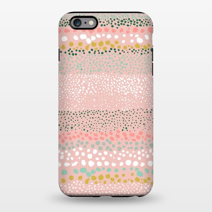 iPhone 6/6s plus StrongFit Little Textured Dots Stripes Pink by Ninola Design
