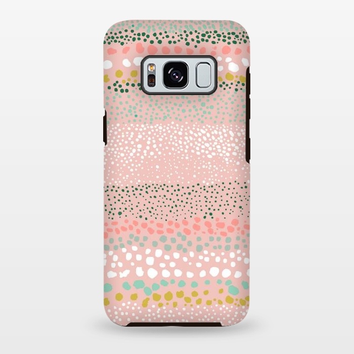 Galaxy S8 plus StrongFit Little Textured Dots Stripes Pink by Ninola Design