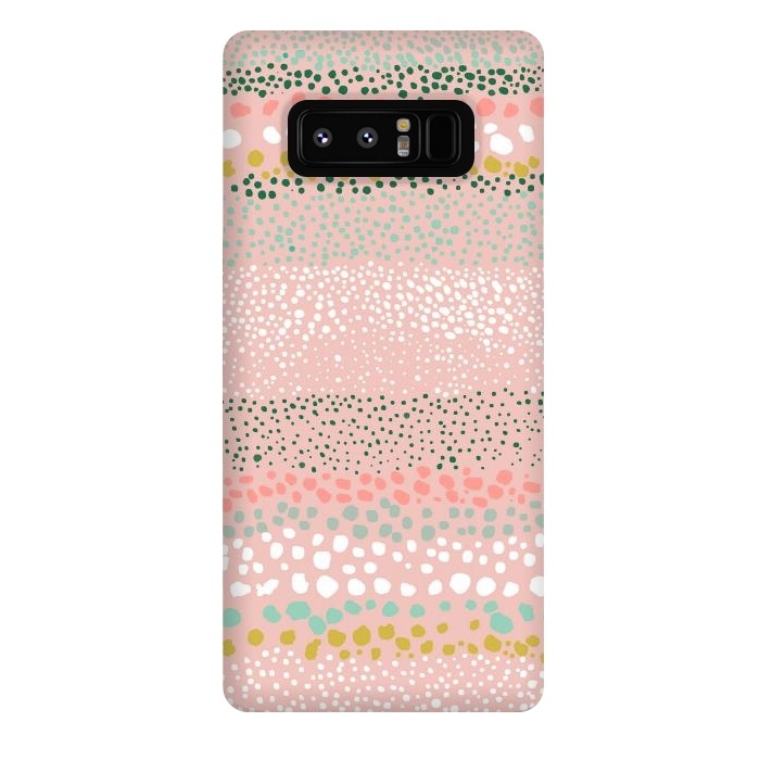 Galaxy Note 8 StrongFit Little Textured Dots Stripes Pink by Ninola Design