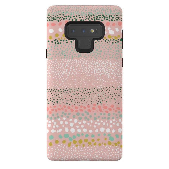 Galaxy Note 9 StrongFit Little Textured Dots Stripes Pink by Ninola Design