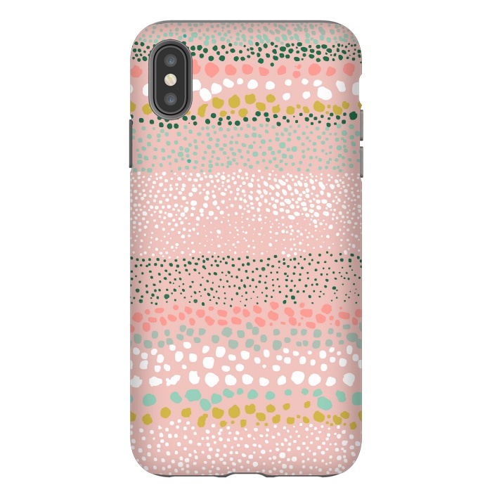 iPhone Xs Max StrongFit Little Textured Dots Stripes Pink by Ninola Design