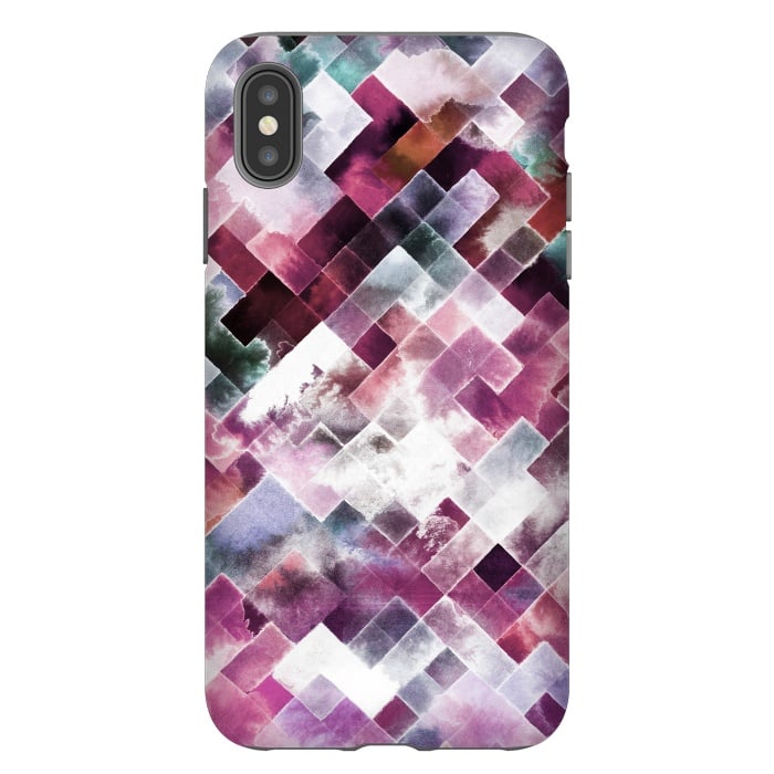 iPhone Xs Max StrongFit Moody Geometry Pink Neon by Ninola Design