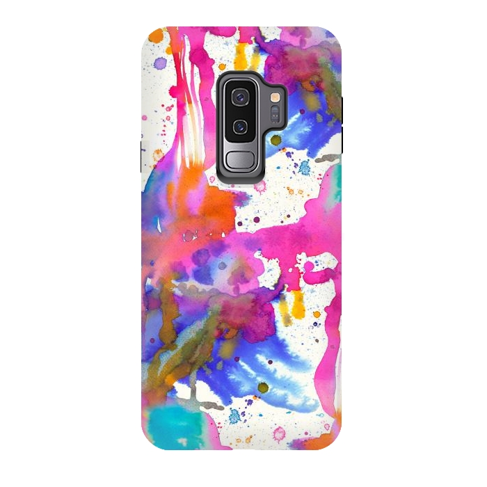 Galaxy S9 plus StrongFit Paint Splashes Pink by Ninola Design