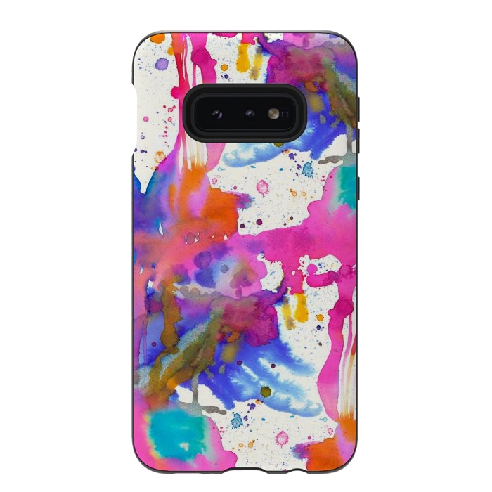Galaxy S10e StrongFit Paint Splashes Pink by Ninola Design