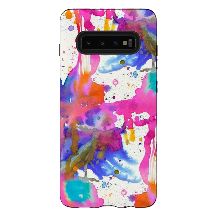 Galaxy S10 plus StrongFit Paint Splashes Pink by Ninola Design