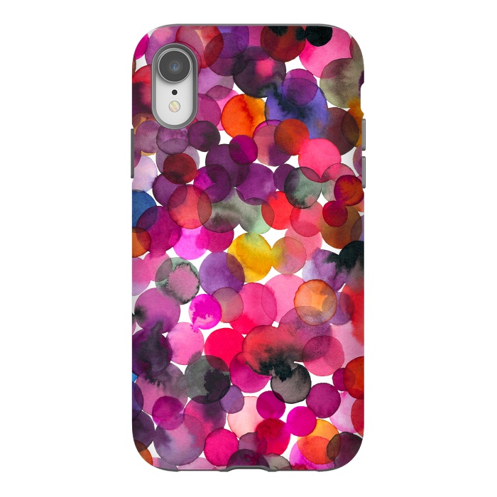 iPhone Xr StrongFit Overlapped Watercolor Dots by Ninola Design