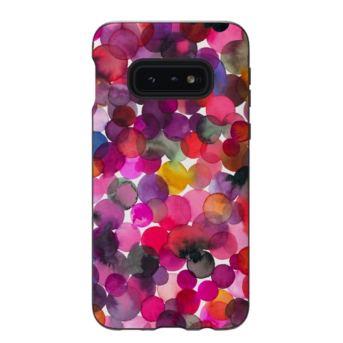 Galaxy S10e StrongFit Overlapped Watercolor Dots by Ninola Design