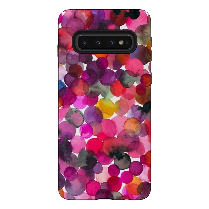 Galaxy S10 StrongFit Overlapped Watercolor Dots by Ninola Design