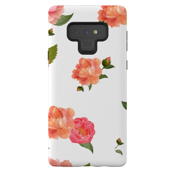Galaxy Note 9 StrongFit ORANGE PINK FLORAL PRINT by MALLIKA