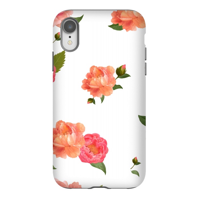 iPhone Xr StrongFit ORANGE PINK FLORAL PRINT by MALLIKA