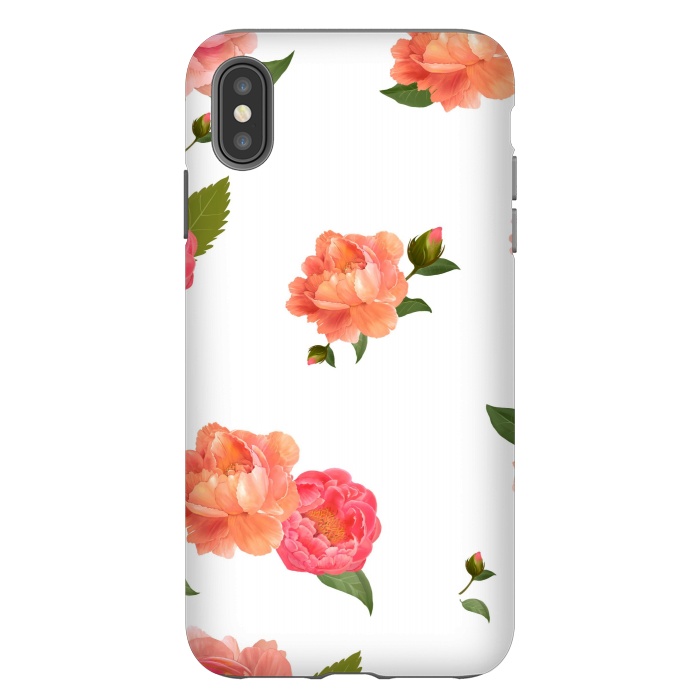 iPhone Xs Max StrongFit ORANGE PINK FLORAL PRINT by MALLIKA