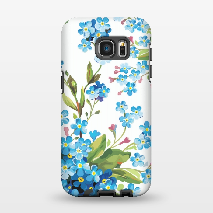 Galaxy S7 EDGE StrongFit BLUE FLORAL PRINT 2  by MALLIKA