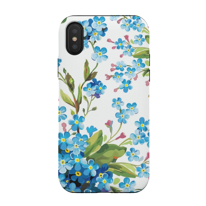 iPhone Xs / X StrongFit BLUE FLORAL PRINT 2  by MALLIKA