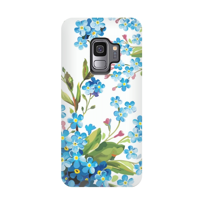 Galaxy S9 StrongFit BLUE FLORAL PRINT 2  by MALLIKA
