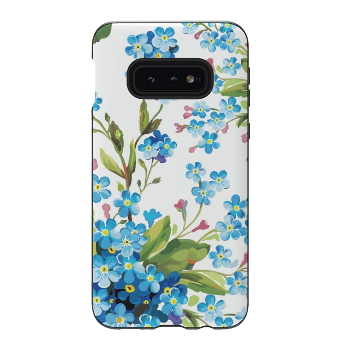 Galaxy S10e StrongFit BLUE FLORAL PRINT 2  by MALLIKA