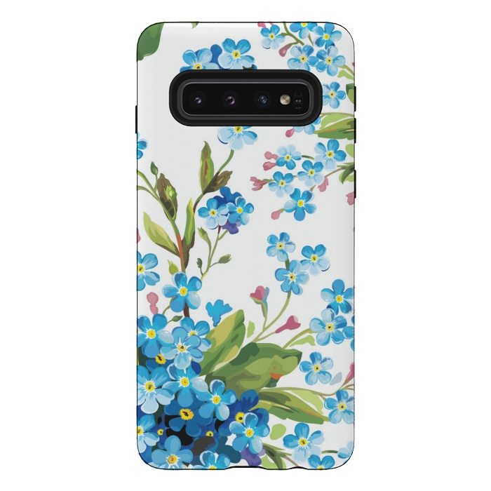 Galaxy S10 StrongFit BLUE FLORAL PRINT 2  by MALLIKA
