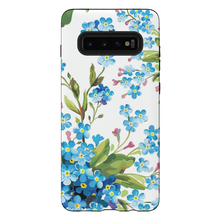 Galaxy S10 plus StrongFit BLUE FLORAL PRINT 2  by MALLIKA