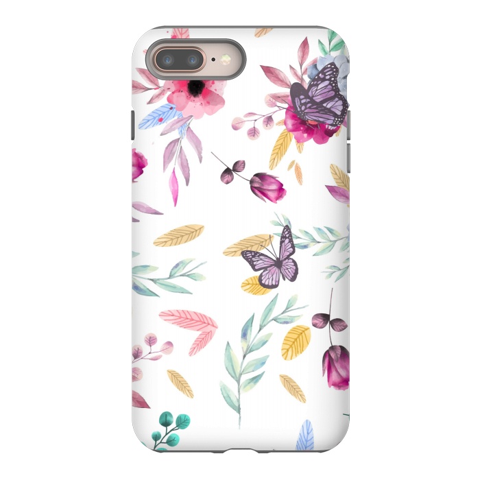 iPhone 7 plus StrongFit BUTTERFLY FLORAL PRINT by MALLIKA