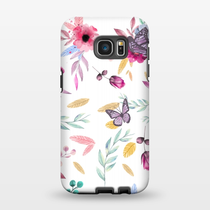 Galaxy S7 EDGE StrongFit BUTTERFLY FLORAL PRINT by MALLIKA