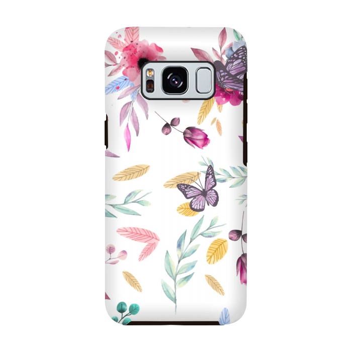 Galaxy S8 StrongFit BUTTERFLY FLORAL PRINT by MALLIKA