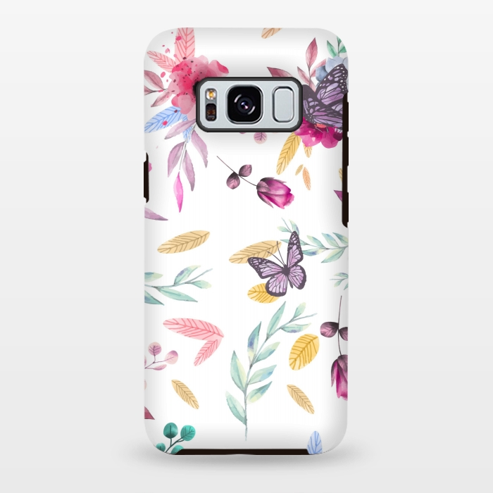 Galaxy S8 plus StrongFit BUTTERFLY FLORAL PRINT by MALLIKA