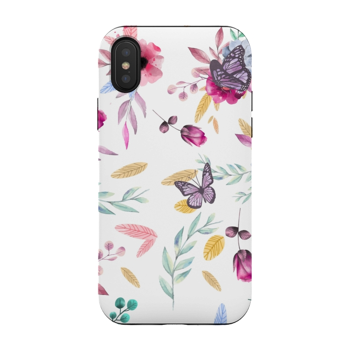 iPhone Xs / X StrongFit BUTTERFLY FLORAL PRINT by MALLIKA
