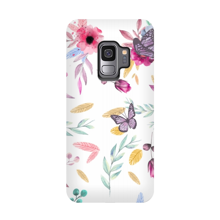 Galaxy S9 StrongFit BUTTERFLY FLORAL PRINT by MALLIKA