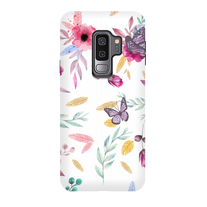 Galaxy S9 plus StrongFit BUTTERFLY FLORAL PRINT by MALLIKA