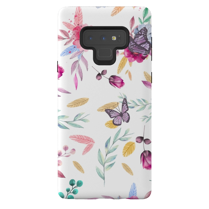 Galaxy Note 9 StrongFit BUTTERFLY FLORAL PRINT by MALLIKA