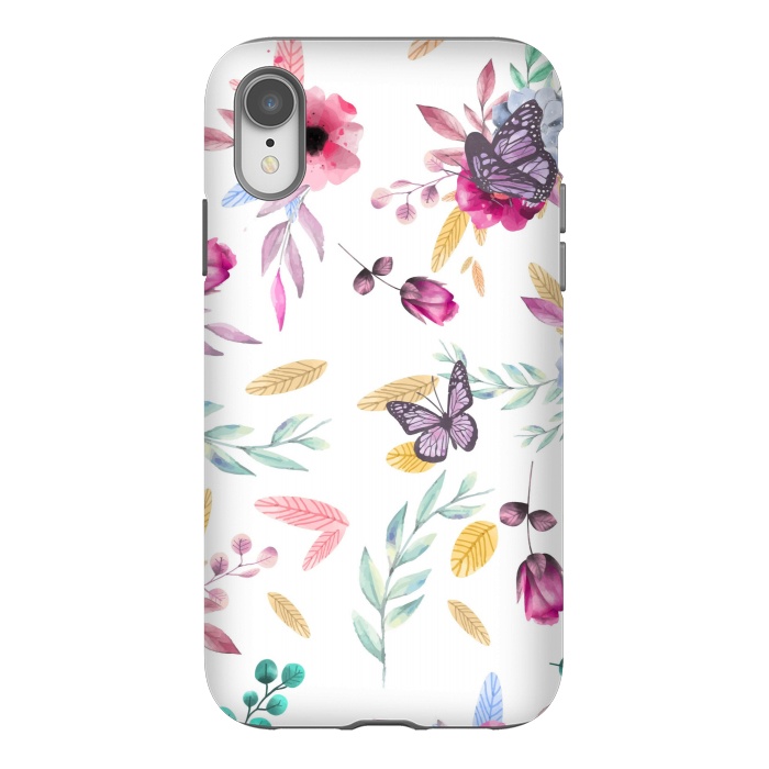 iPhone Xr StrongFit BUTTERFLY FLORAL PRINT by MALLIKA