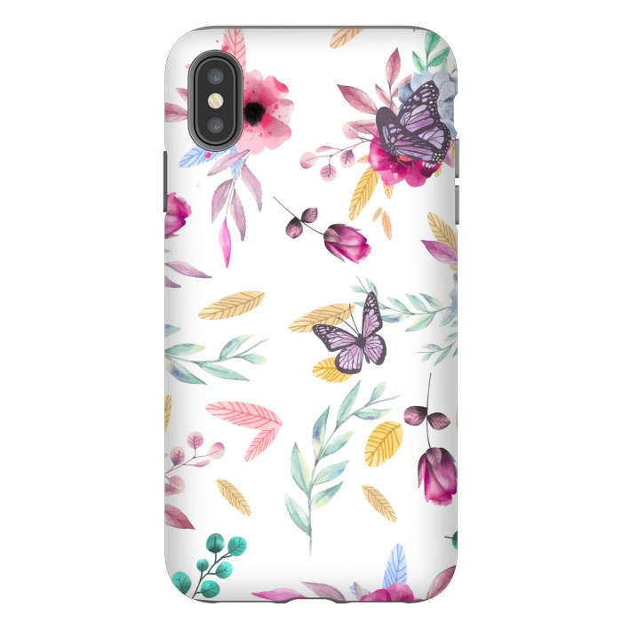 iPhone Xs Max StrongFit BUTTERFLY FLORAL PRINT by MALLIKA
