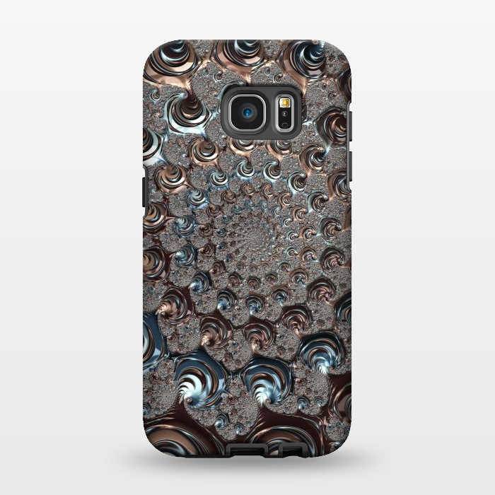 Galaxy S7 EDGE StrongFit Fractal Fantasy Teal And Copper 2 by Andrea Haase