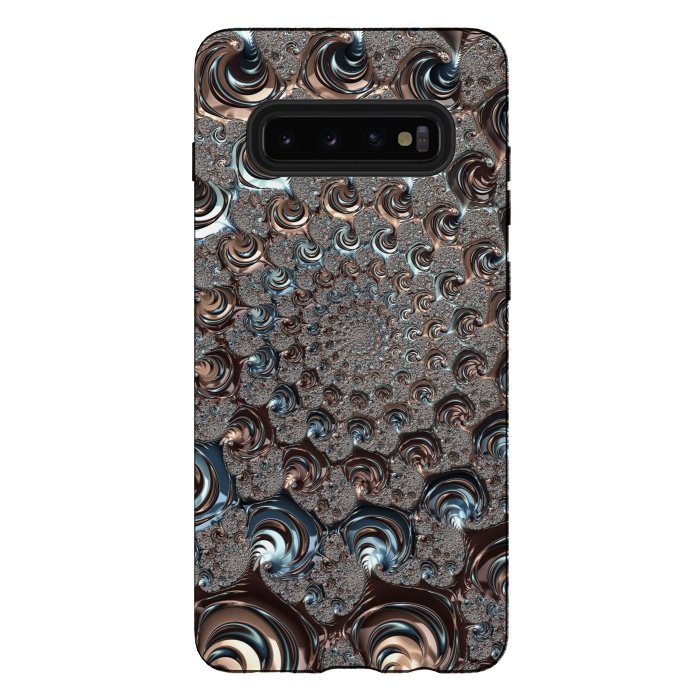 Galaxy S10 plus StrongFit Fractal Fantasy Teal And Copper 2 by Andrea Haase