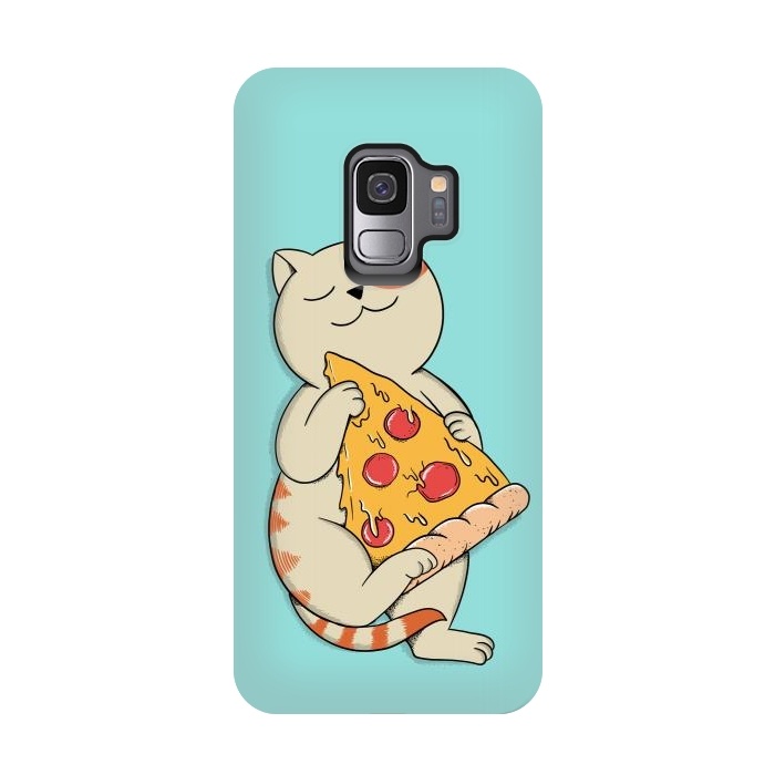 Galaxy S9 StrongFit Cat and Pizza by Coffee Man