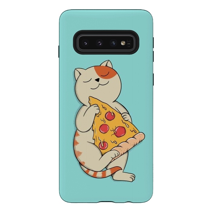 Galaxy S10 StrongFit Cat and Pizza by Coffee Man