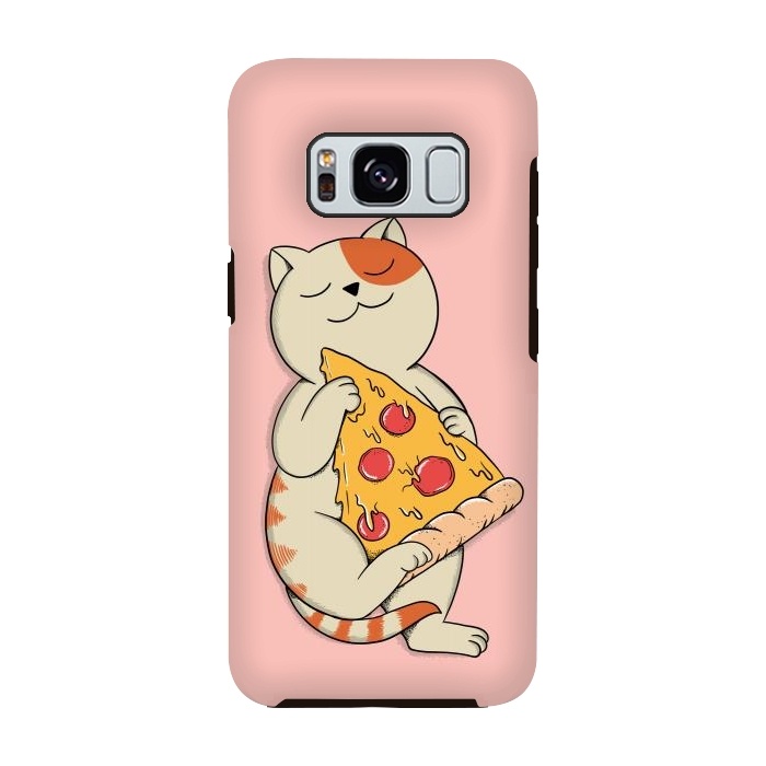 Galaxy S8 StrongFit Cat and Pizza Pink por Coffee Man