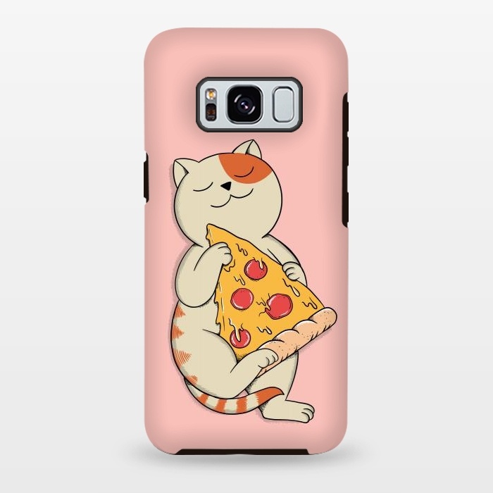 Galaxy S8 plus StrongFit Cat and Pizza Pink by Coffee Man