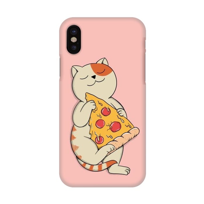 iPhone X SlimFit Cat and Pizza Pink by Coffee Man