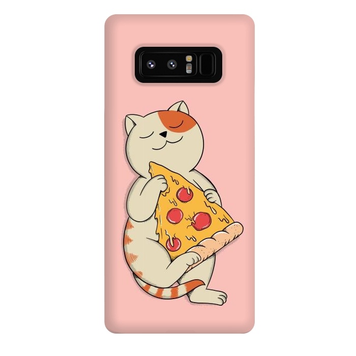Galaxy Note 8 StrongFit Cat and Pizza Pink by Coffee Man