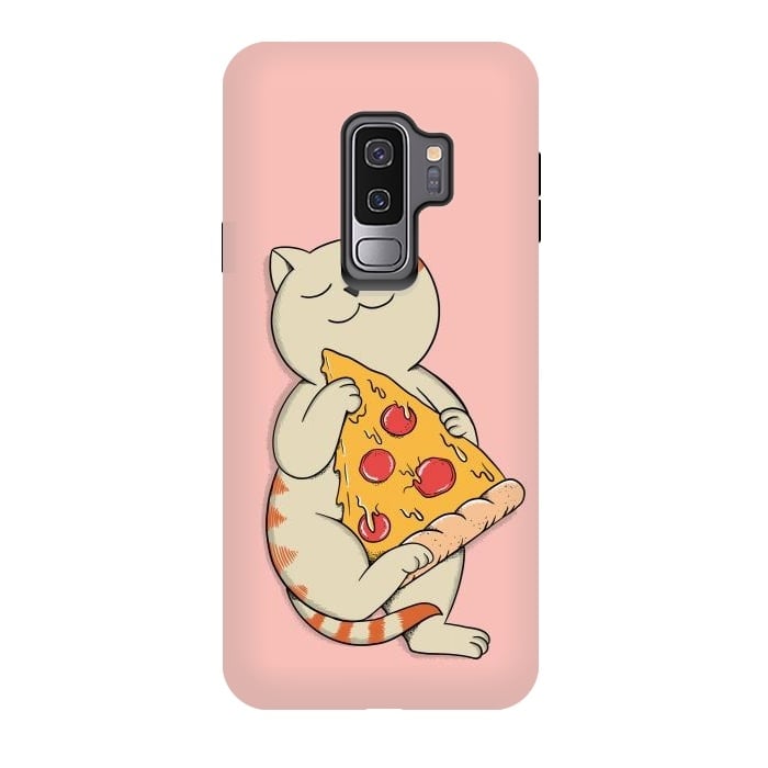 Galaxy S9 plus StrongFit Cat and Pizza Pink por Coffee Man