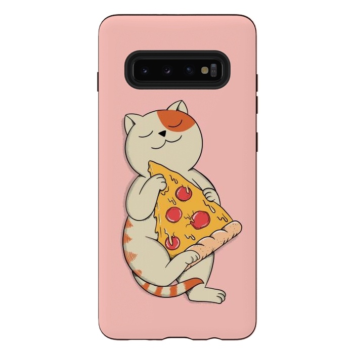 Galaxy S10 plus StrongFit Cat and Pizza Pink por Coffee Man