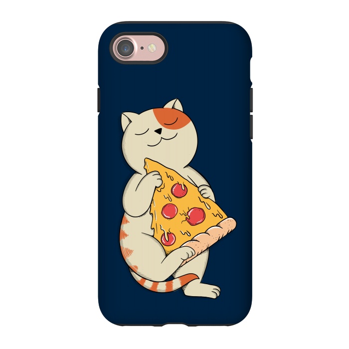 iPhone 7 StrongFit Cat and Pizza Blue by Coffee Man
