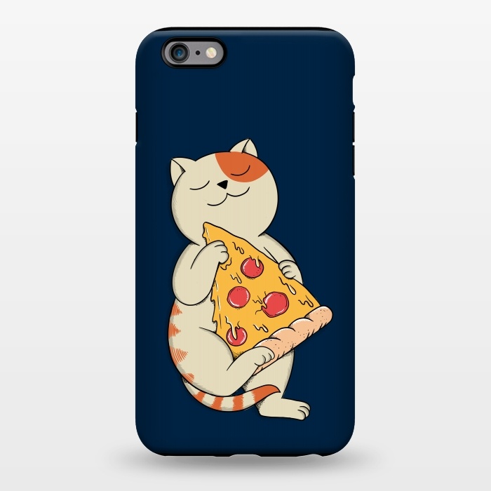 iPhone 6/6s plus StrongFit Cat and Pizza Blue by Coffee Man