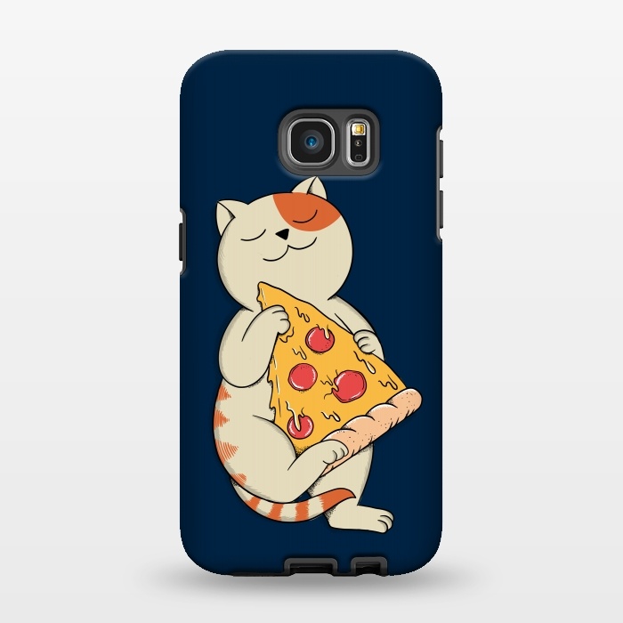Galaxy S7 EDGE StrongFit Cat and Pizza Blue by Coffee Man