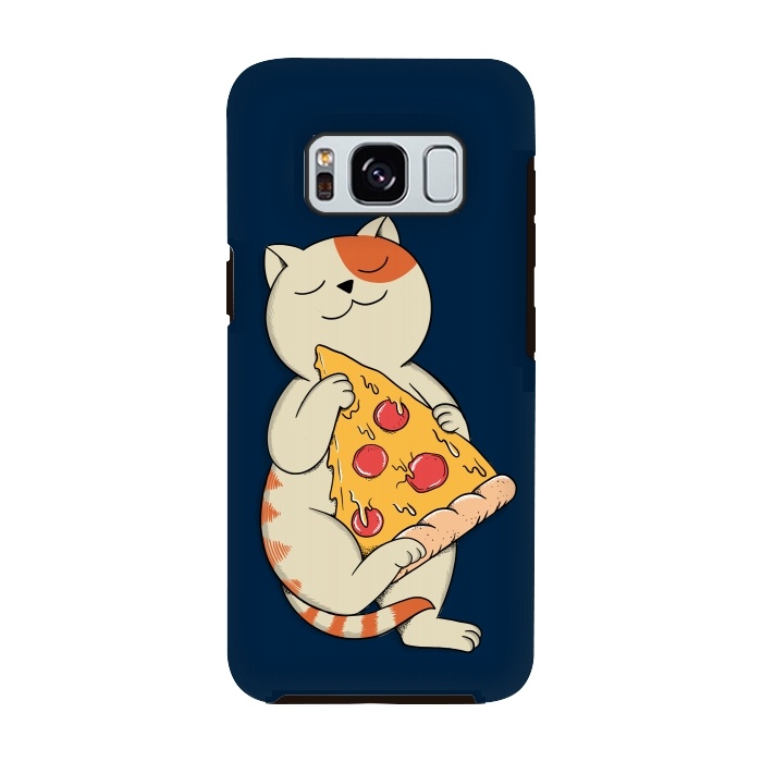 Galaxy S8 StrongFit Cat and Pizza Blue by Coffee Man