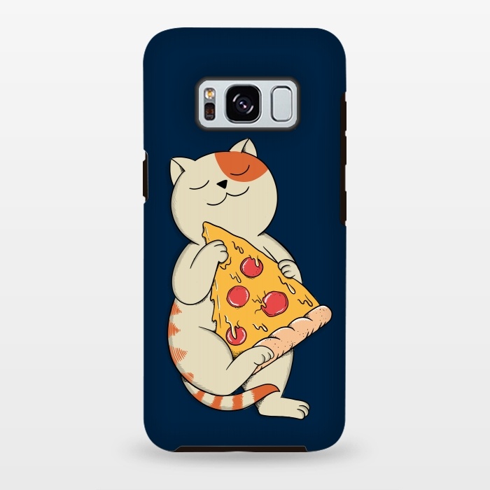 Galaxy S8 plus StrongFit Cat and Pizza Blue by Coffee Man