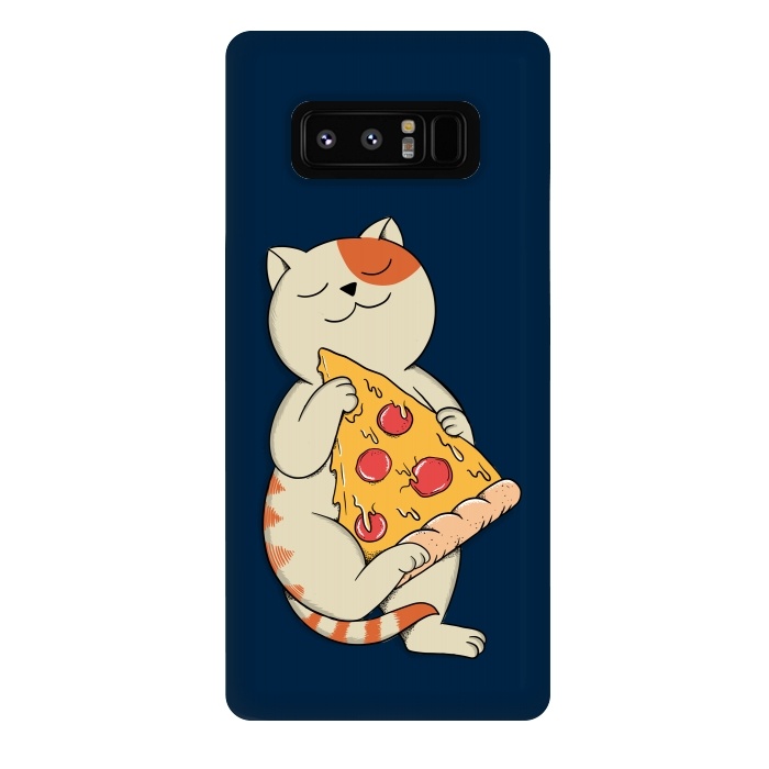 Galaxy Note 8 StrongFit Cat and Pizza Blue by Coffee Man