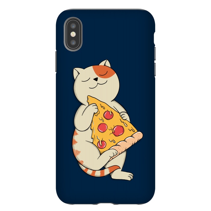 iPhone Xs Max StrongFit Cat and Pizza Blue by Coffee Man