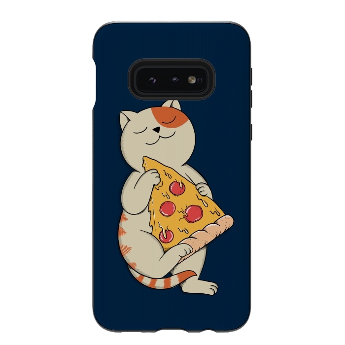 Galaxy S10e StrongFit Cat and Pizza Blue by Coffee Man