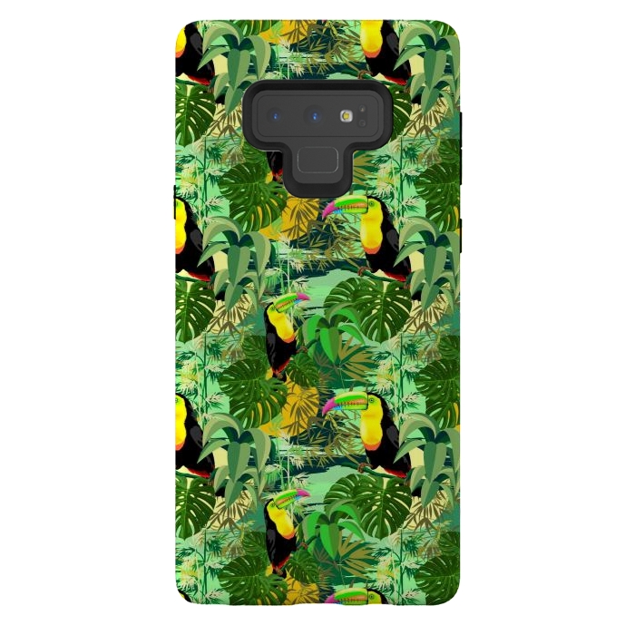 Galaxy Note 9 StrongFit Toucan in Green Amazonia Rainforest  by BluedarkArt